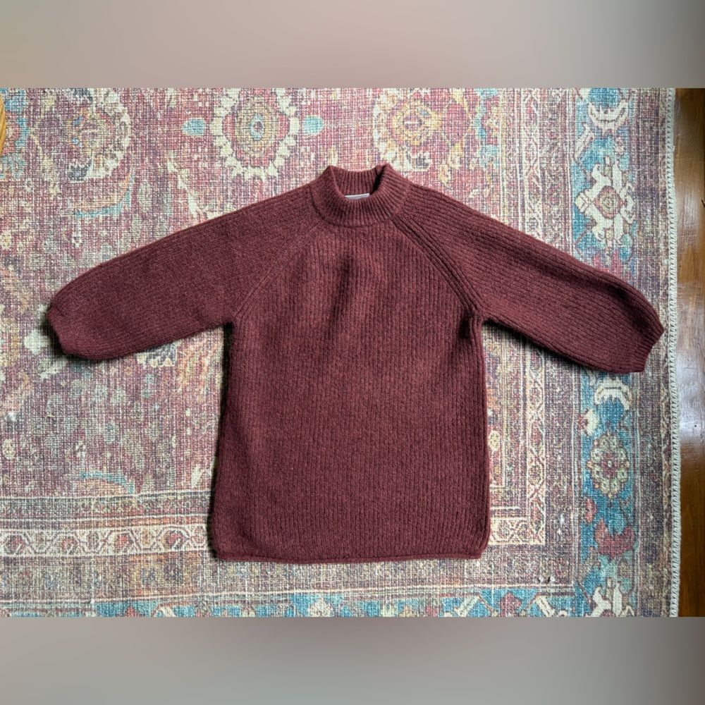 Girls Zara 3 Years Wool Blend Sweater Tunic Dress maroon